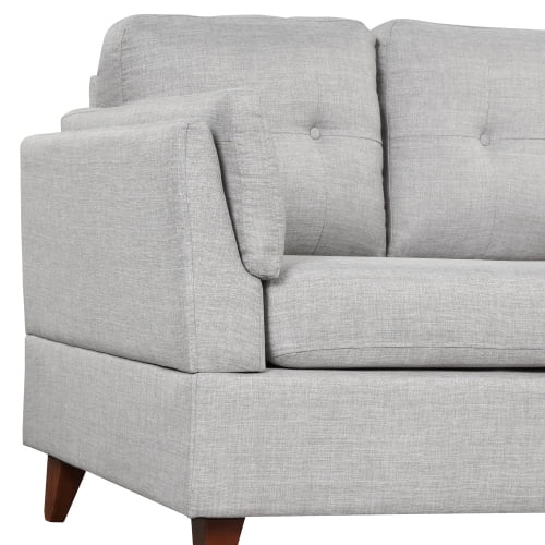 DremFaryoyo 97.2” Modern Linen Fabric Sofa  L-Shape Couch with Chaise Lounge Sectional Sofa with one Lumbar Pad Gray