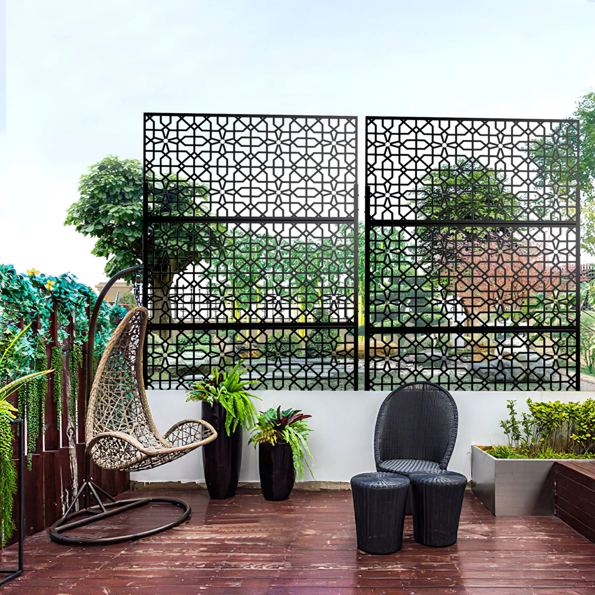 6.5 ft. H x 4 ft. W Laser Cut Metal Privacy Screen