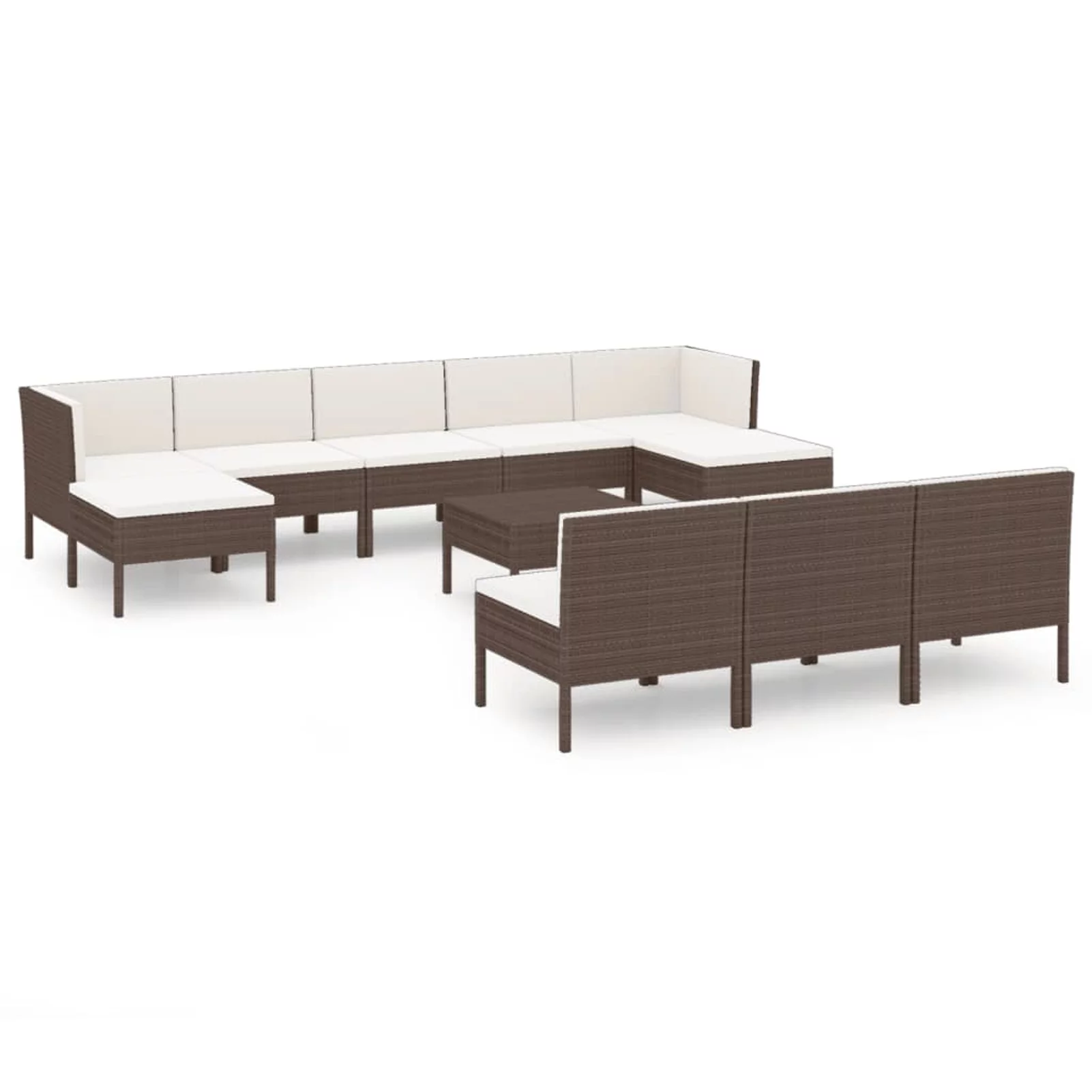walmeck 11 Piece Patio Set with Cushions Poly Rattan Brown