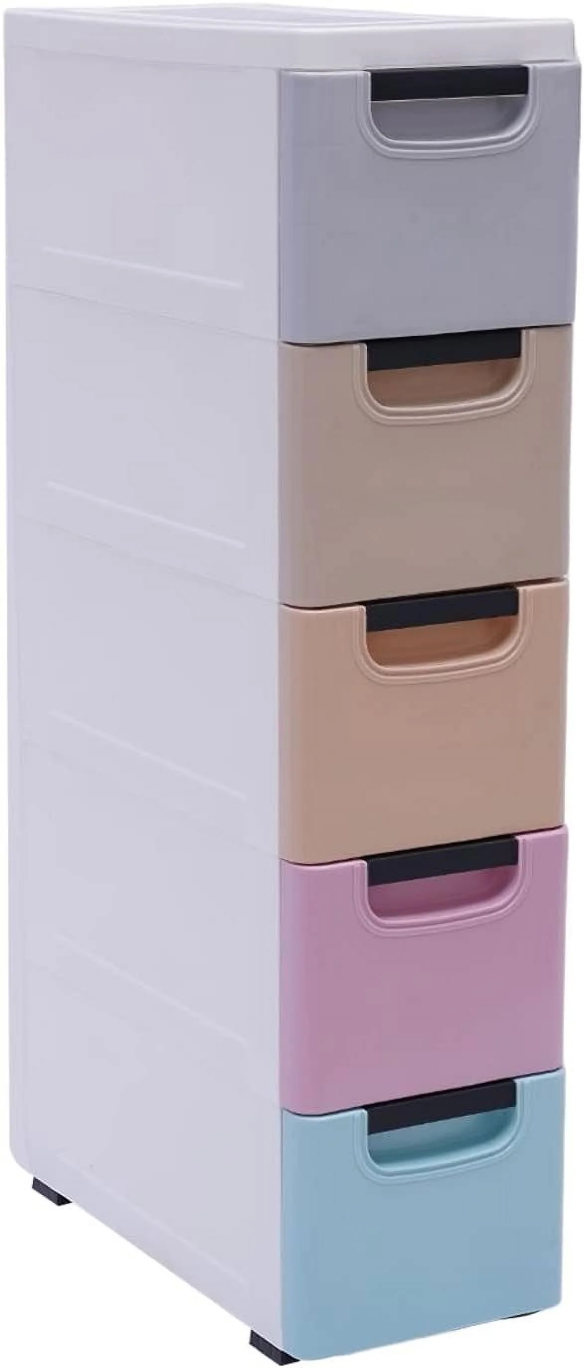 CHBGFV Narrow Dresser  33" Tall Vertical Plastic Drawers Dresser  Chest of 5 Drawers  Tower  Clothing Organizer with Wheels for Closet Bedside  Playroom  Mixed Colors