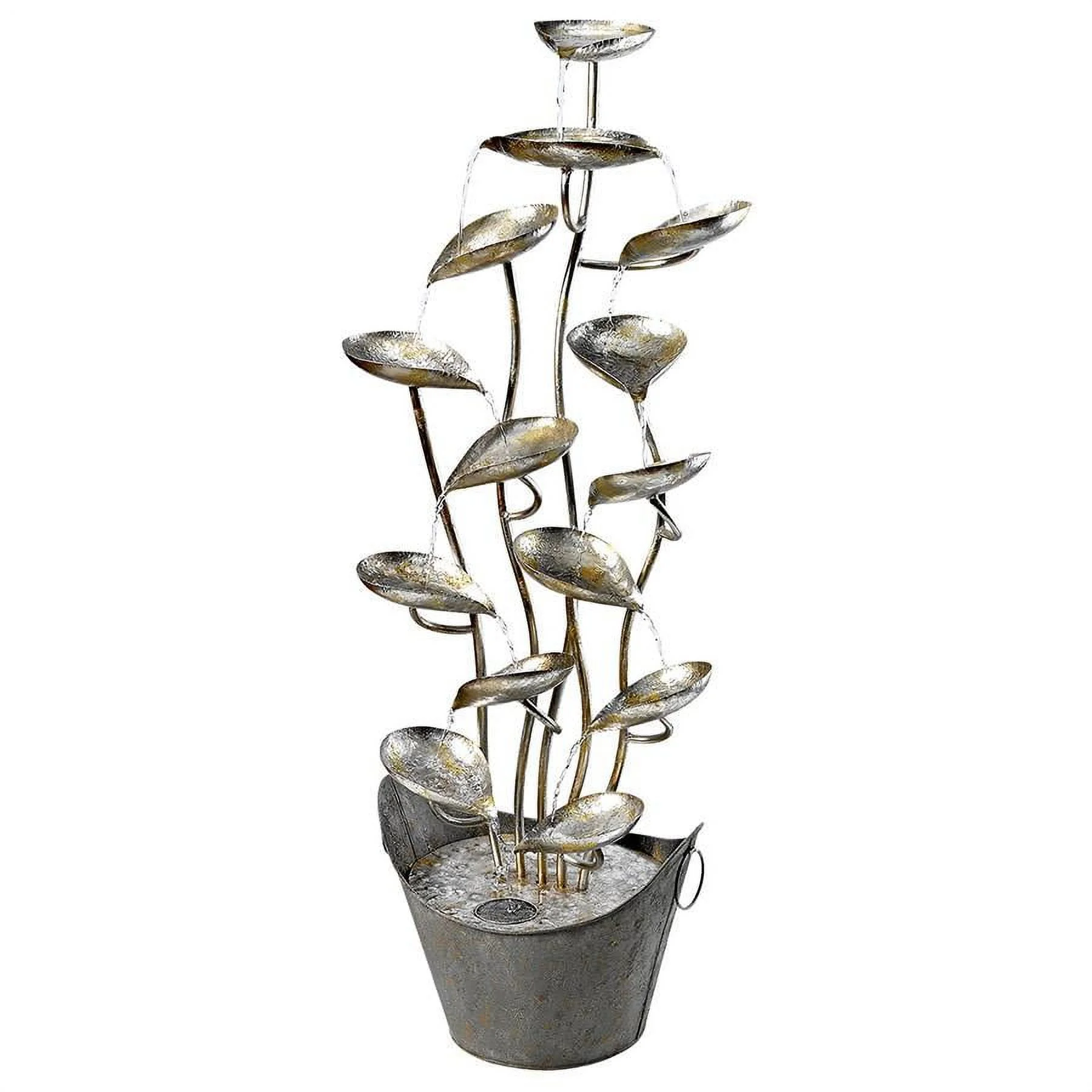 Rain Forest Leaves Metal Fountain Cascading Water Fountain - Nearly 4 Foot Tall Garden Décor by Xoticbrands - Veronese