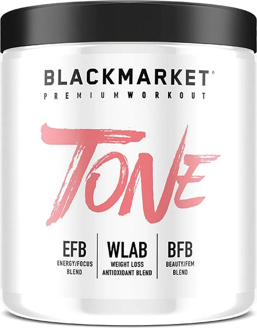 BlackMarket Labs Tone Women's Pre-Workout (Strawberry Kiwi - 30 Servings)