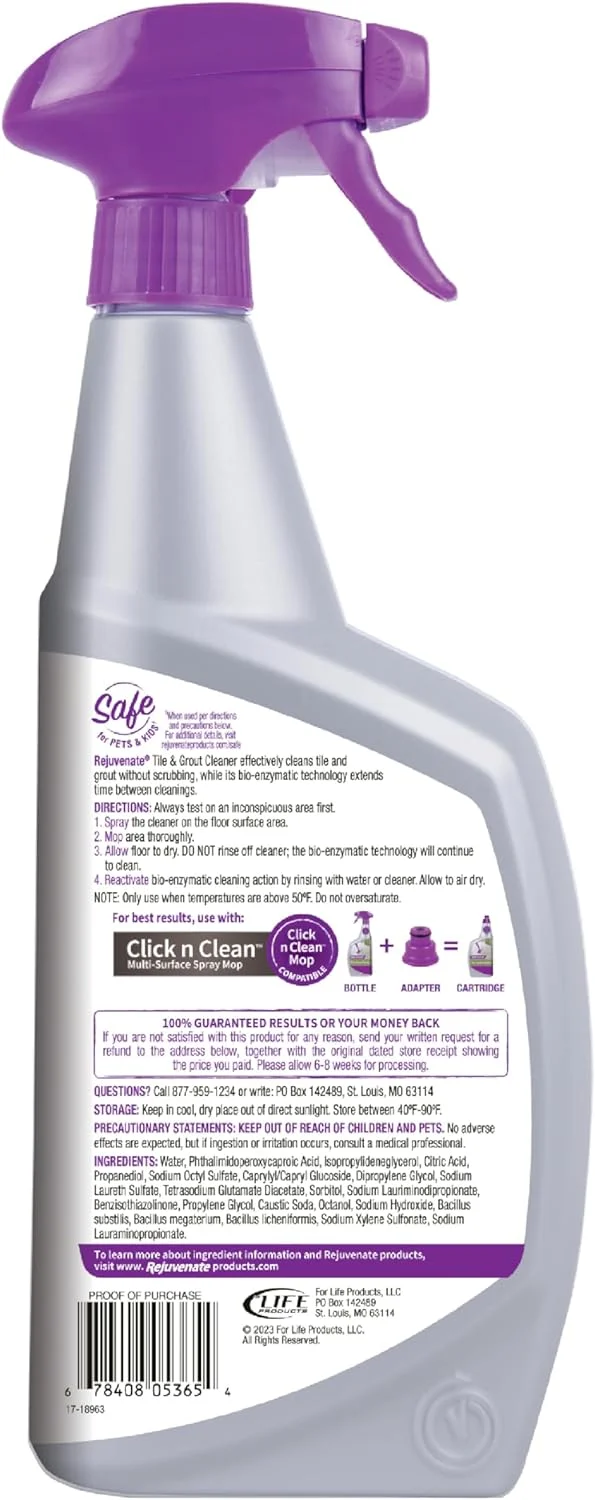 Rejuvenate Bio-Enzymatic Scrub Free Tile and Grout Cleaner Lightens and Brightens Every Time (32oz) 32 Fl Oz (Pack of 1) 1 Pack