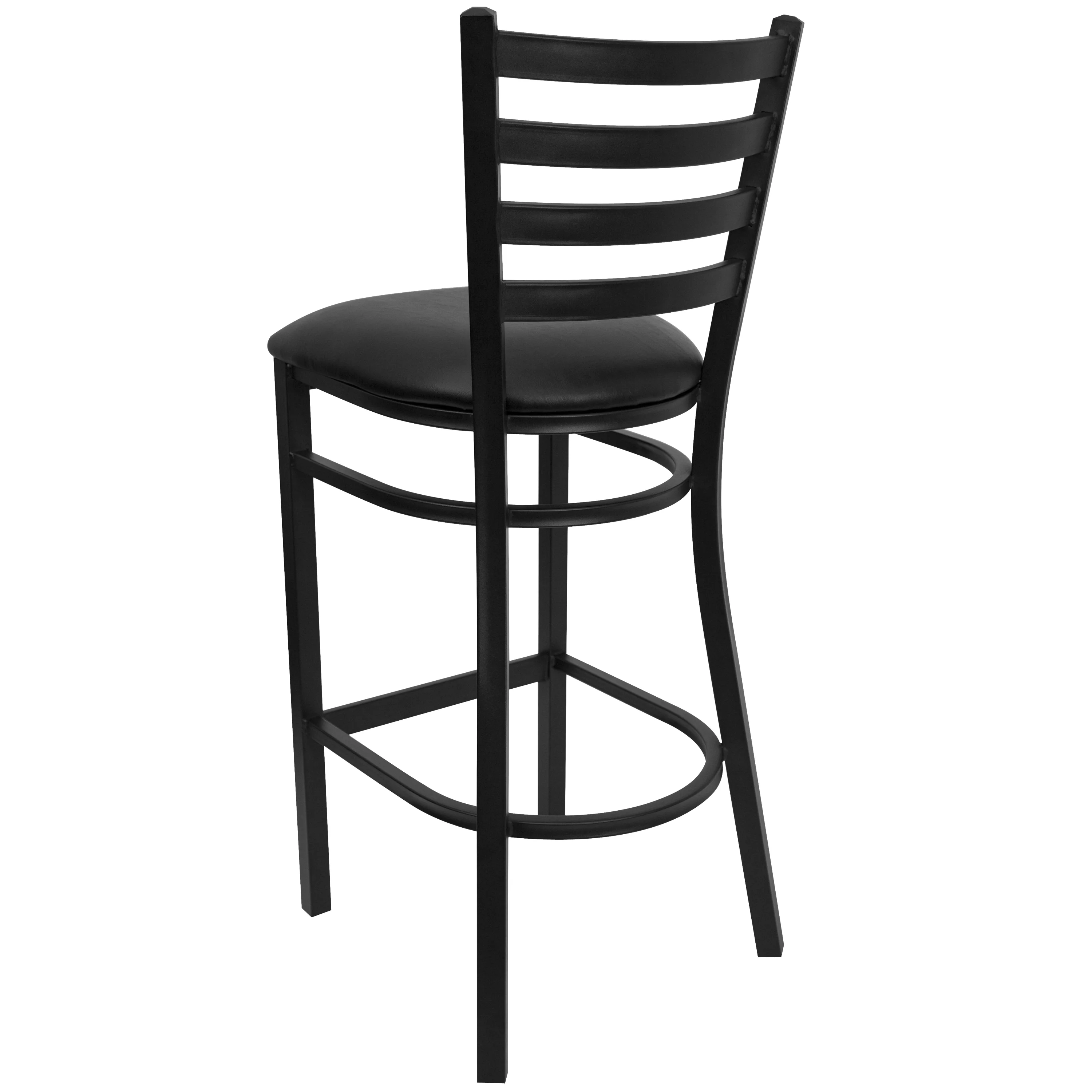 Flash Furniture Hercules Ladder Back Vinyl Barstool, Black, Set of 2
