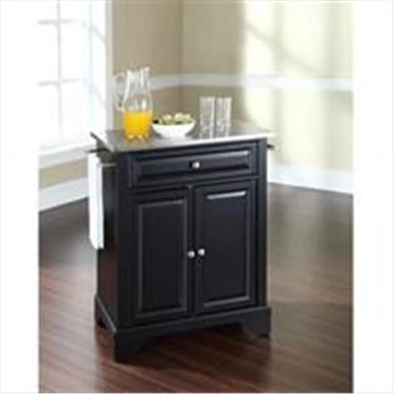 Crosley Furniture  LaFayette Stainless Steel Top Portable Kitchen Island in Black Finish