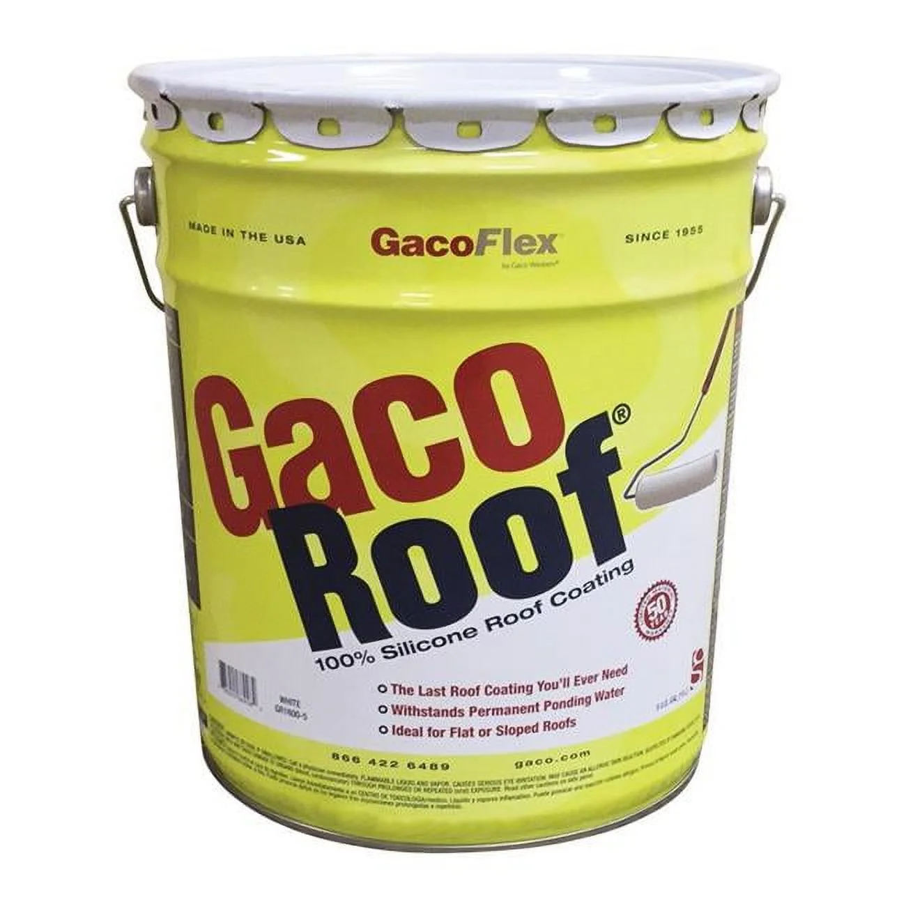 GacoFlex GacoRoof VOC-Compliant Silicone Roof Coating, White, 5 Gal. GR1600C-5