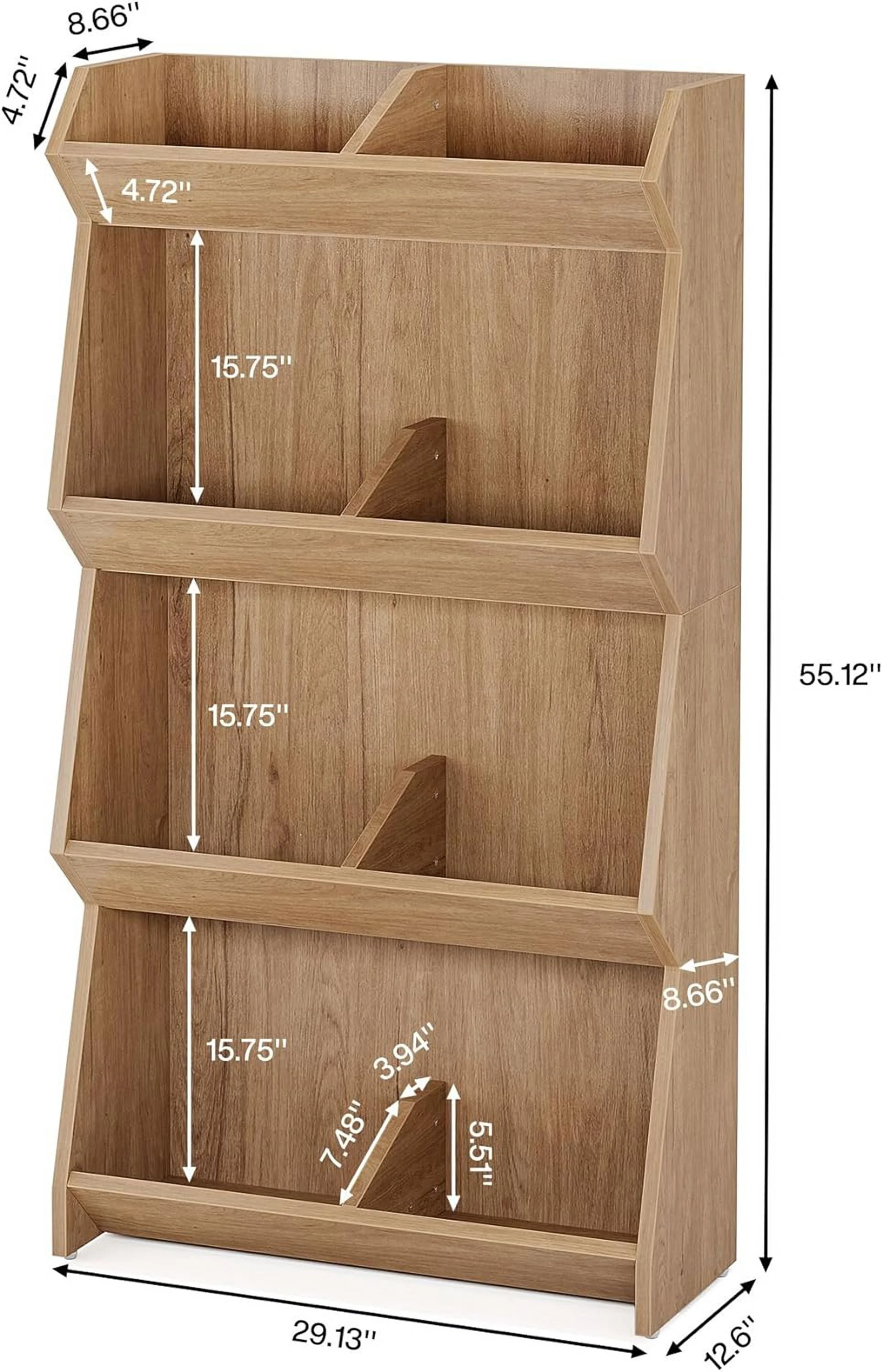 Tribesigns 4 Shelves Bookcase, 55 inch Bookshelf with Shelves, Wood Sturdy Display shelf, Oak