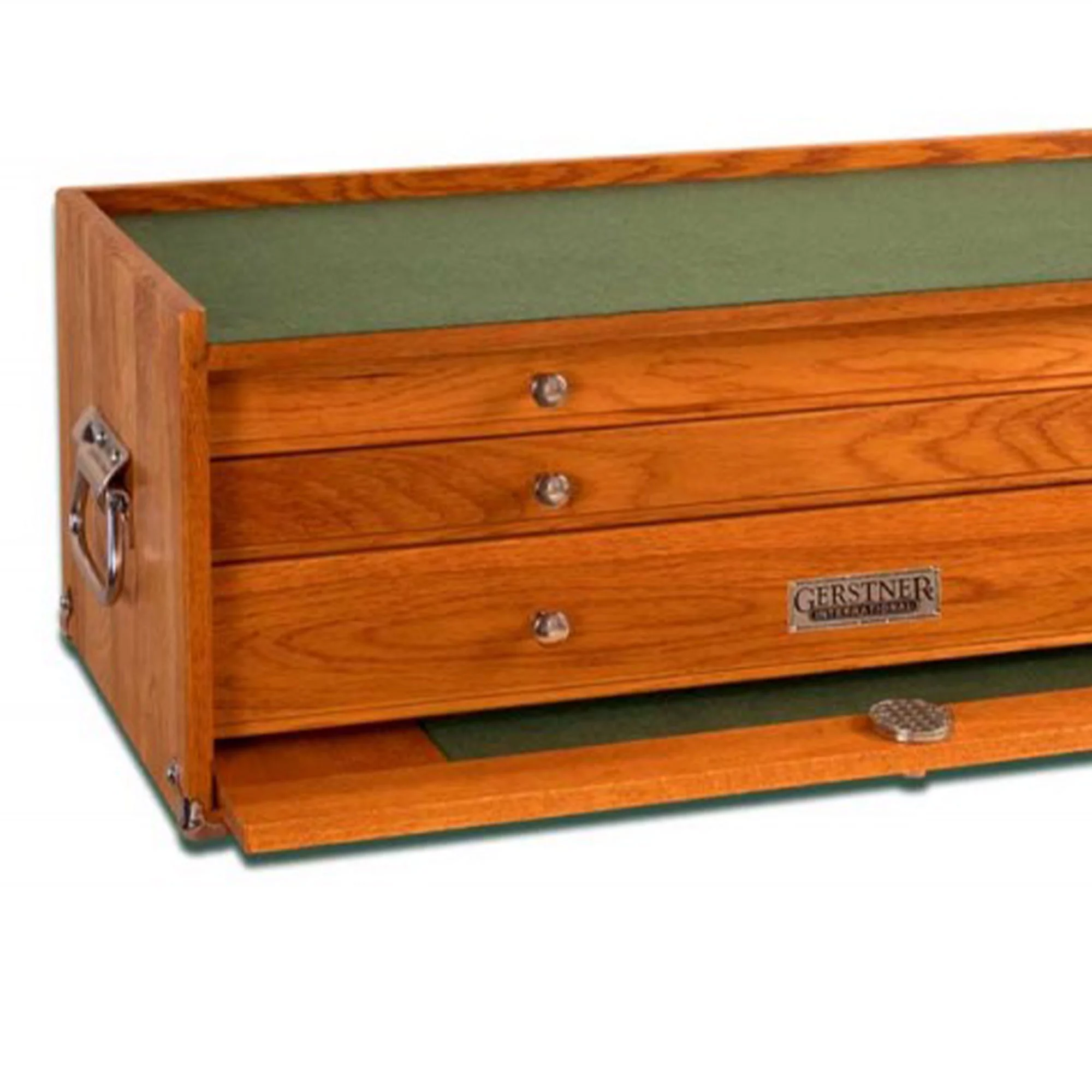 Gerstner International 3-Drawer Mid-Base Chest with Front Lid, Red Oak