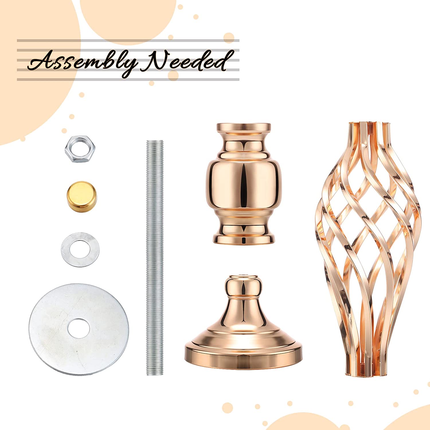 6 Pieces Metal Diamond Crystal Wedding Centerpiece Vases Wedding Flower Trumpet Vase with Crystal Bead 24 Inch Tall Gold Vases for Centerpieces Trumpet Stand Flower Stand for Wedding Birthday Event