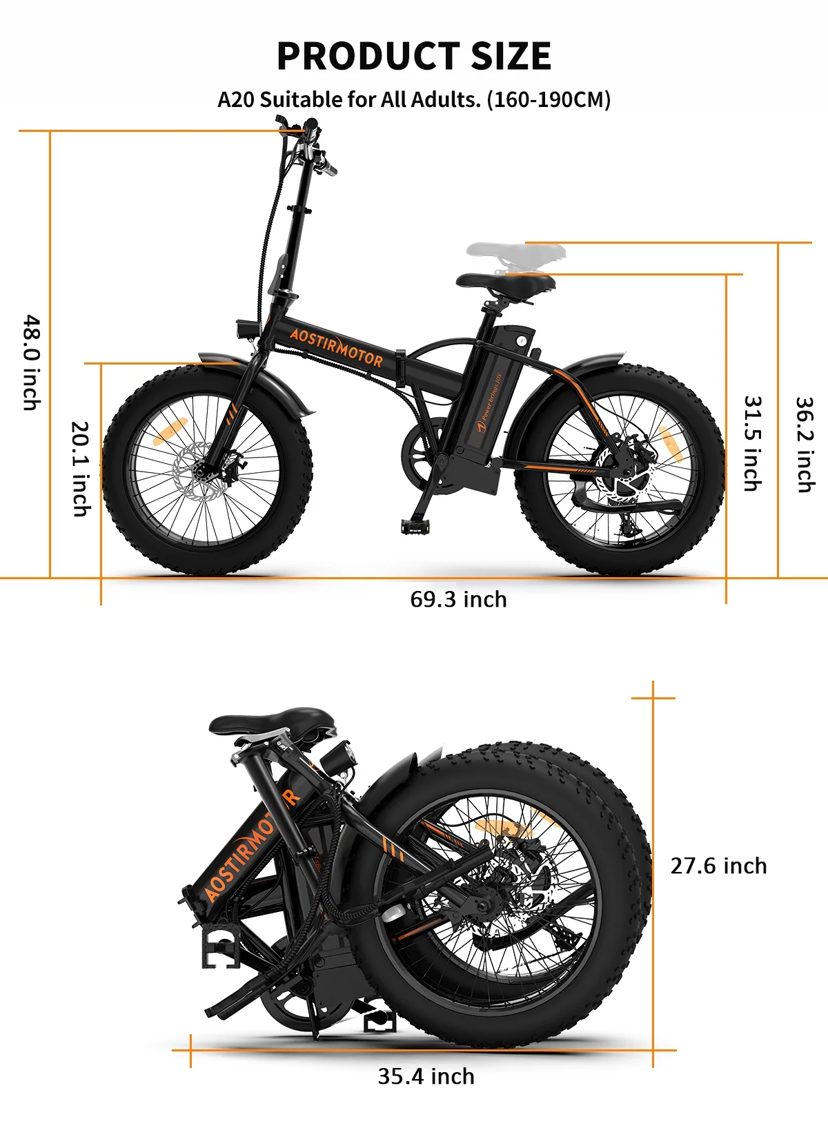 LISUEYNE Folding Electric Bike, 500W Motor, 20