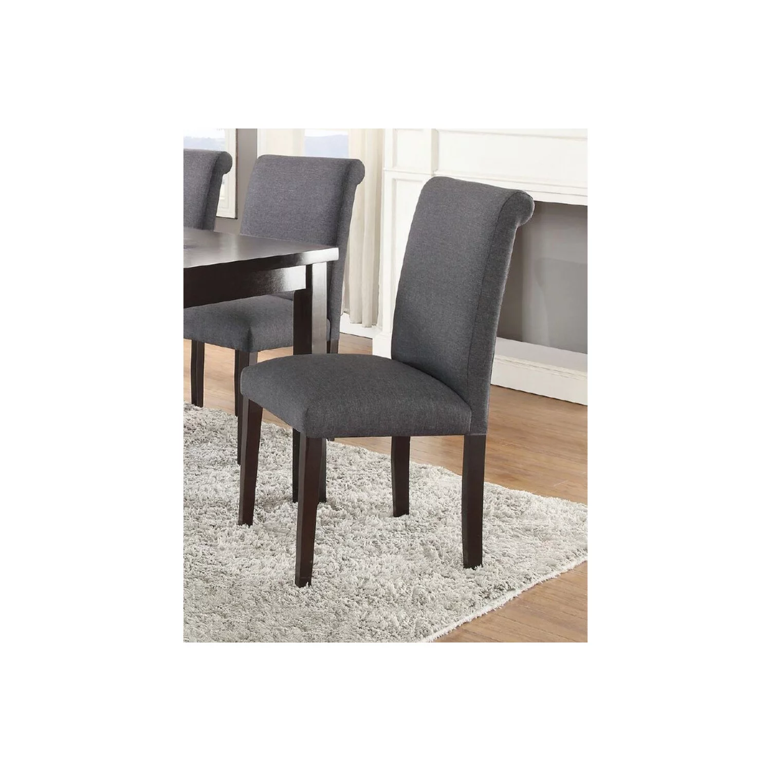 Benzara  Solid Wood Dining Chair - Gray - Set of 2