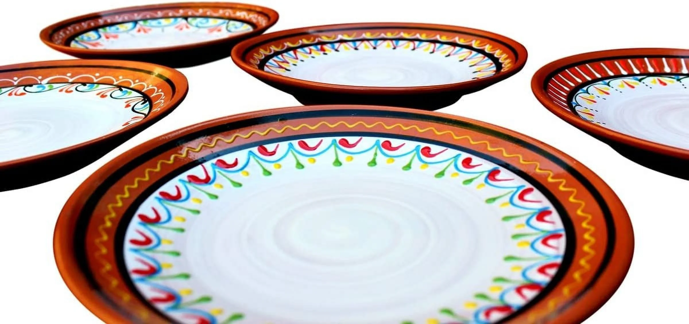 RUO Spanish Terracotta 5-Piece Small Dinner Plate Set (European Size), White
