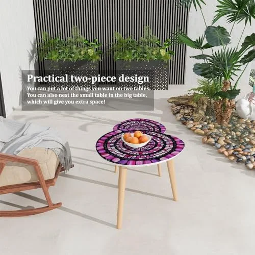 CHDEUSL Small Coffee Nesting  Stained Glass Window Triangle End  Center   Modern   Room Bedroom Balcony