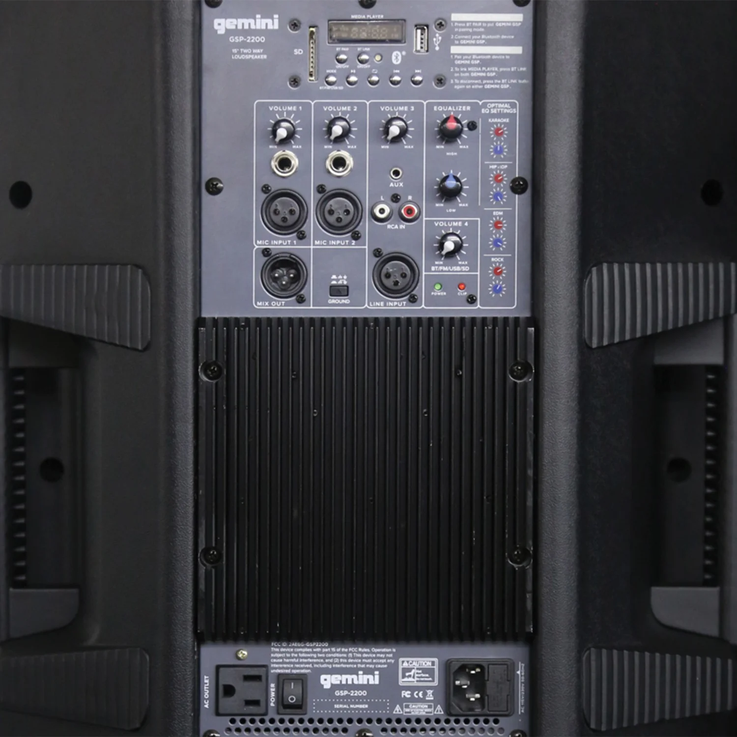 Gemini GSP-2200 Ultra Powerful Bluetooth 2,200 Peak Watt Speaker with Built-In Media Player & GMU-M100 UHF Single Wireless Microphone System, 843631170854