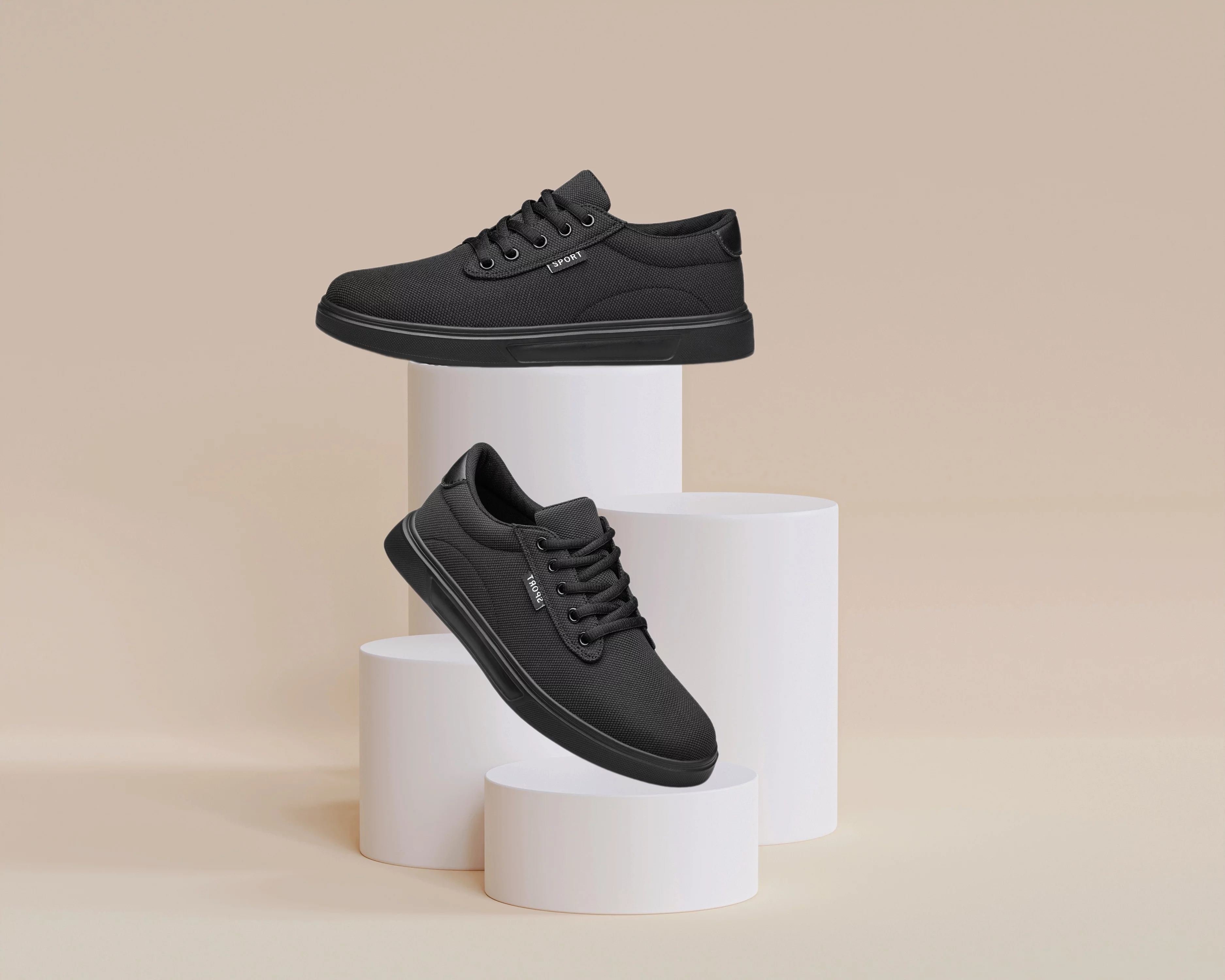 ADQ Men's Dress Shoes Fashion Casual Shoes Lace-up Canvas Sneakers All Black 10.5