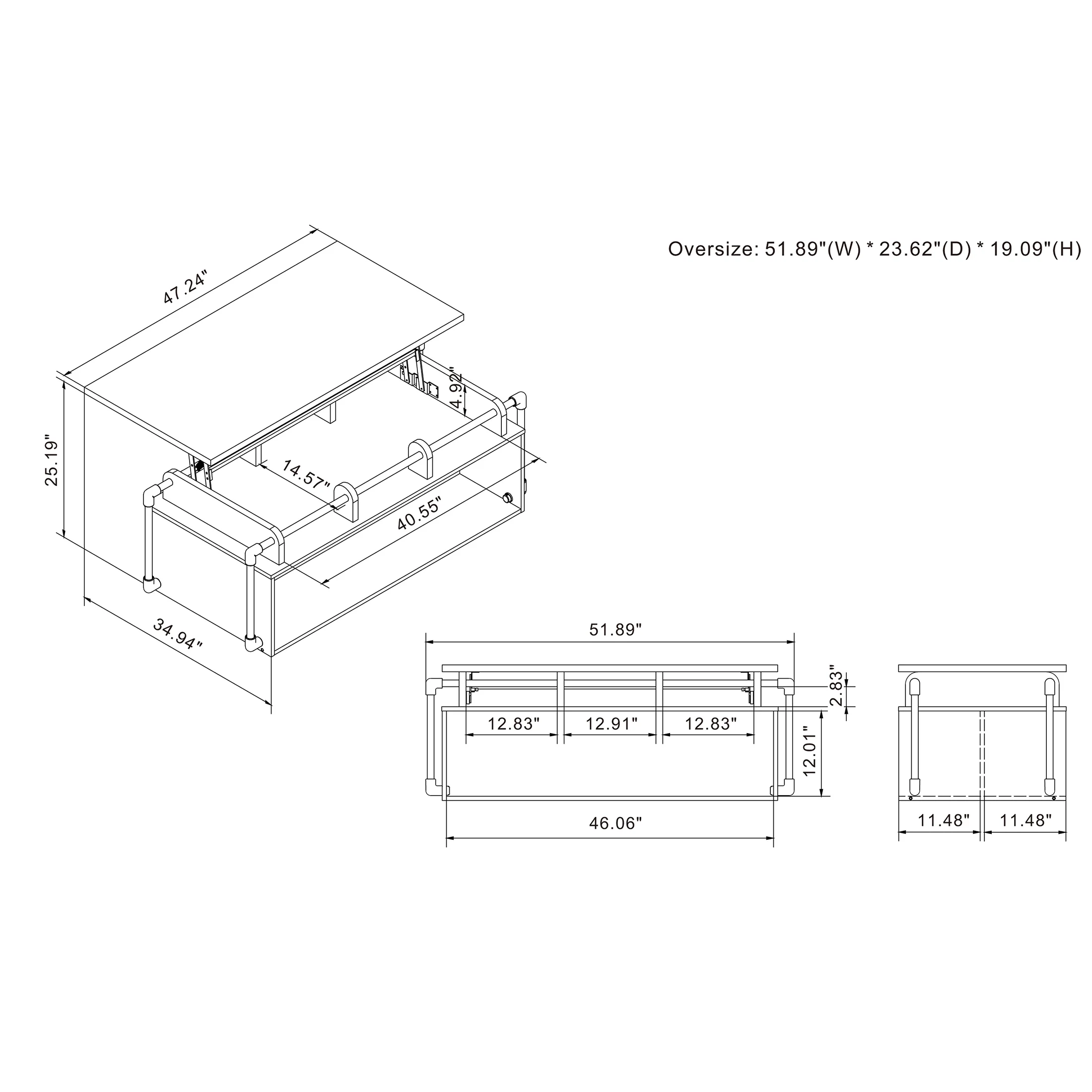 Furniture of America Junis Lift-top Coffee Table, Reclaimed Oak