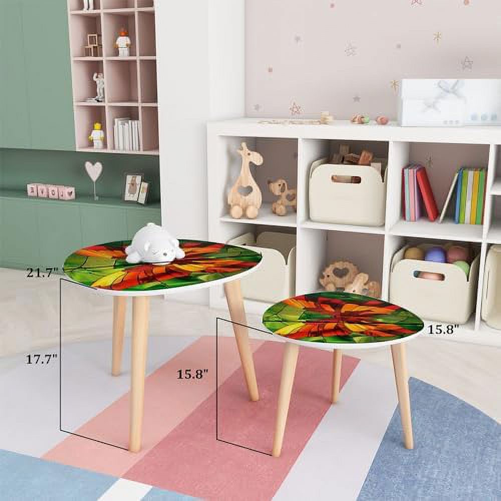 CHDEUSL Small Coffee Nesting  an Multi Color Stained Glass Triangle End  Center   Modern   Room Bedroom Balcony