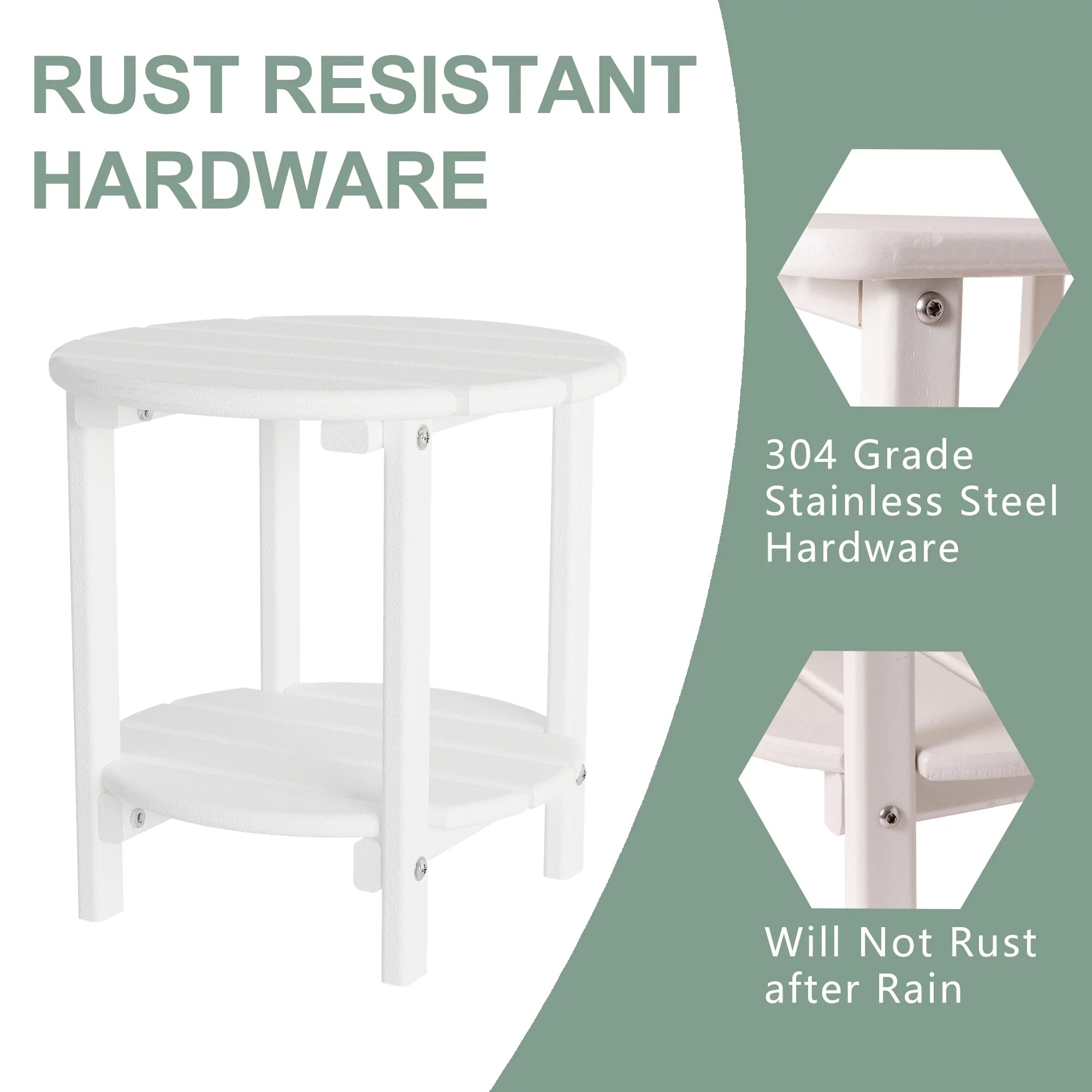 Round Side Table, Patio End Table Black