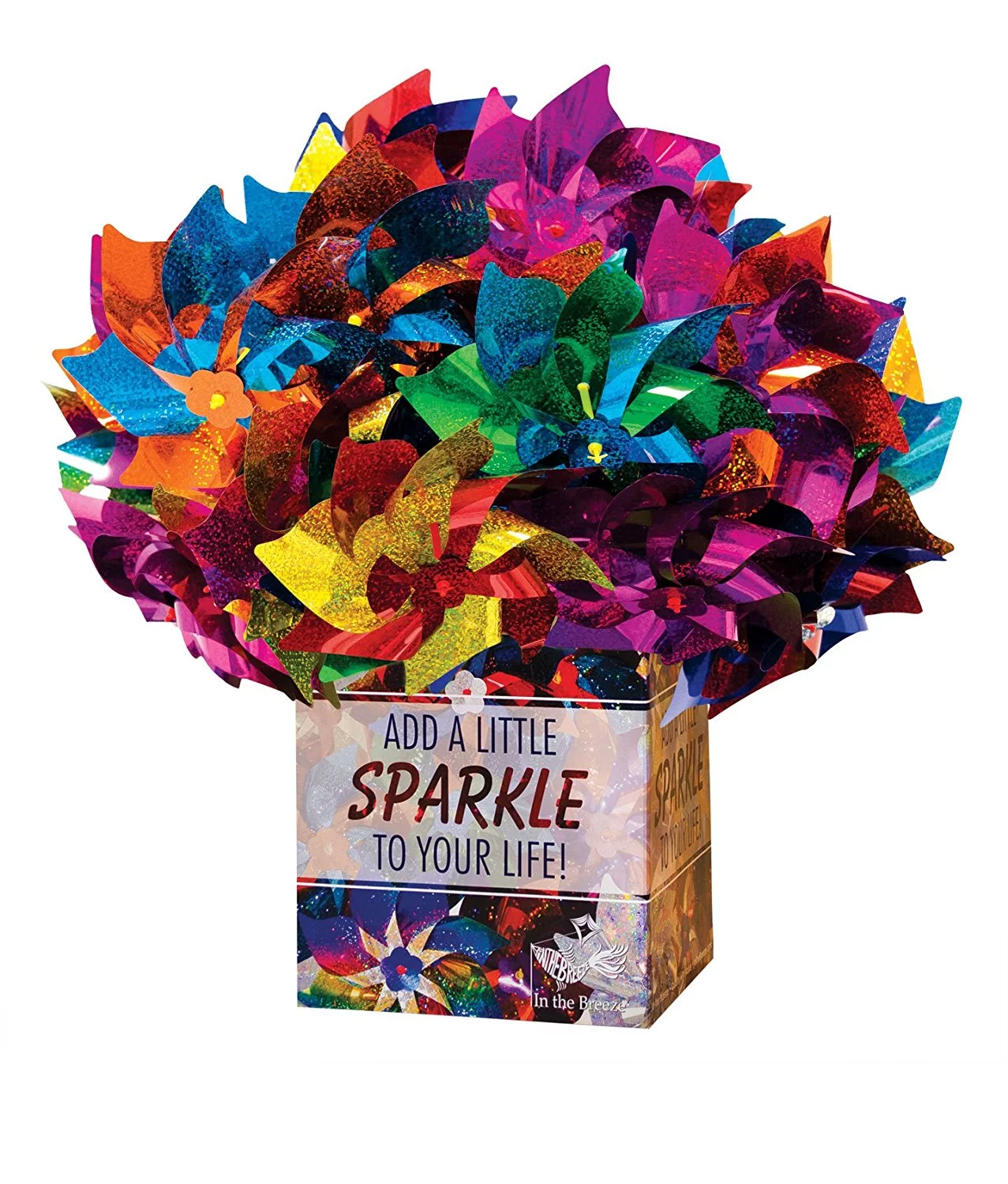 In the Breeze 2805-Packs — Classic Mylar Pinwheel - Assorted Two-Tone Color Spinners - 48 Pieces — Rainbow