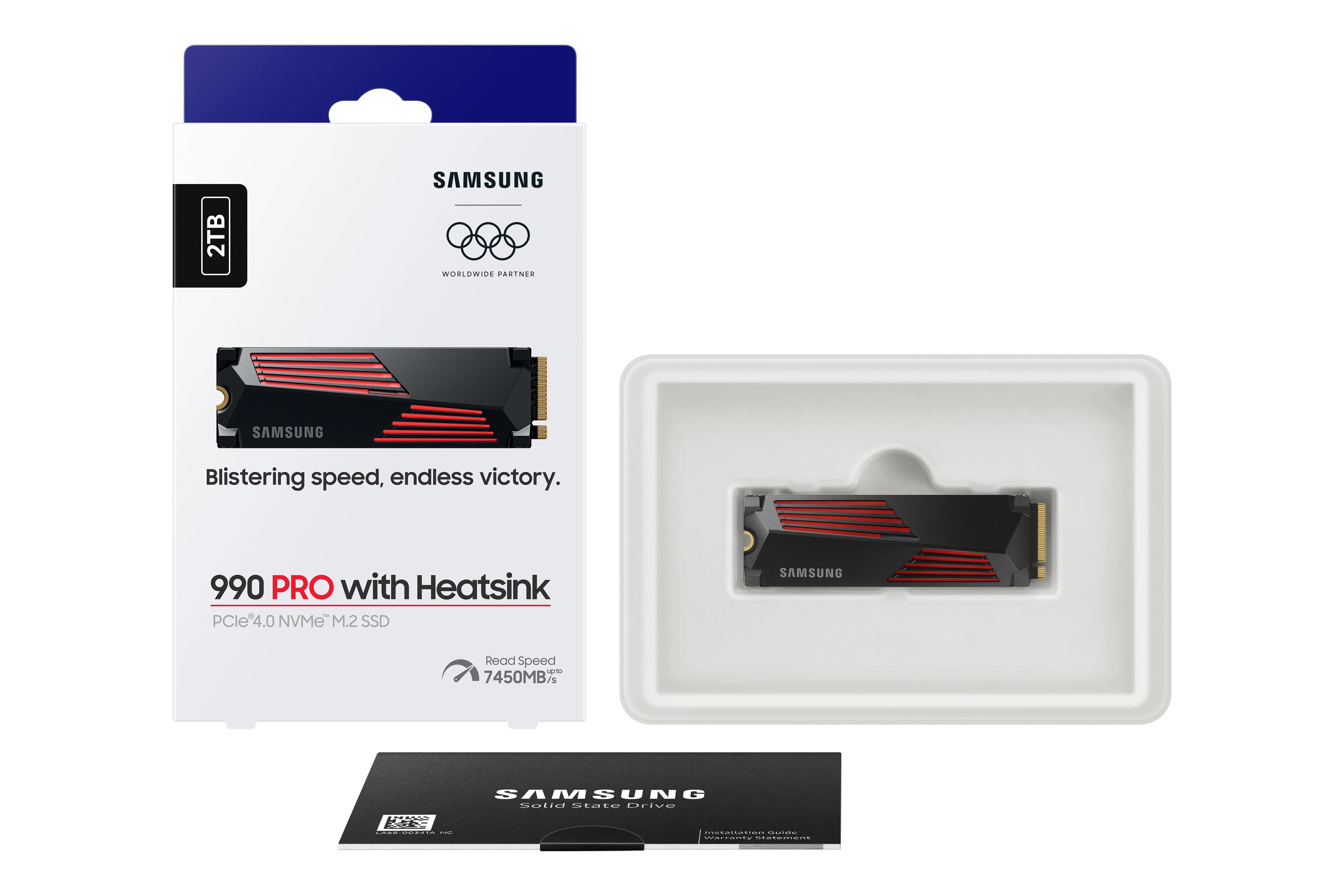 SAMSUNG SSD 990 PRO with Heatsink 2TB, Internal PCIe 4.0, Compatible with PlayStation 5 (MZ-V9P2T0GW)