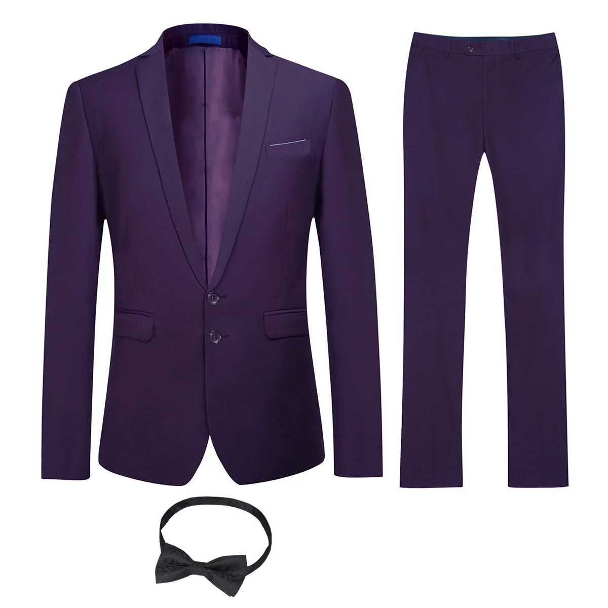 Cloudstyle Men's 2 Piece Slim Fit Suit Set 2 Button Casual Business Blazer Pants with Bowtie
