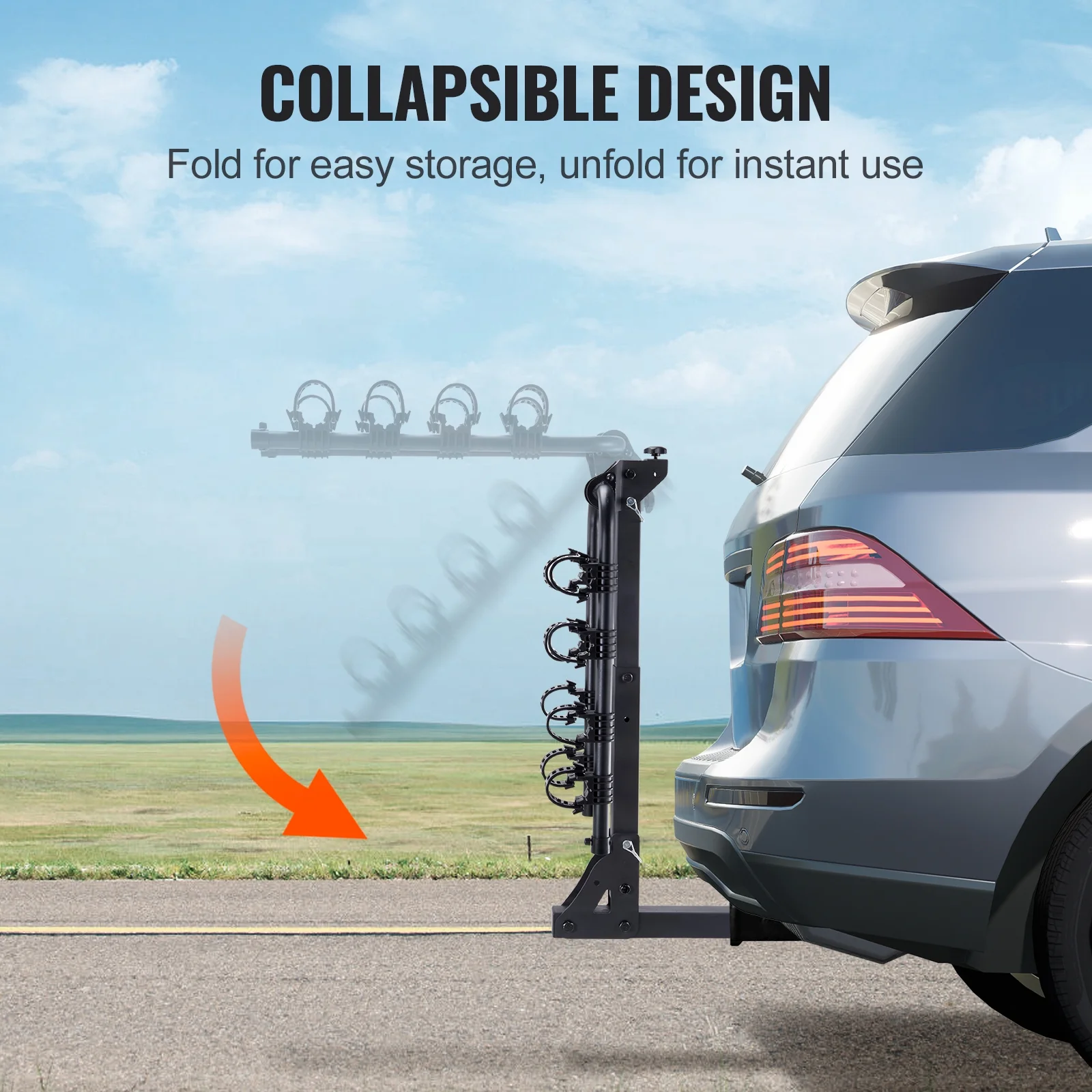 SKYSHALO Hitch Mount Folding Swing Down Bicycle Carrier Car Truck SUV 4 Bike Rack