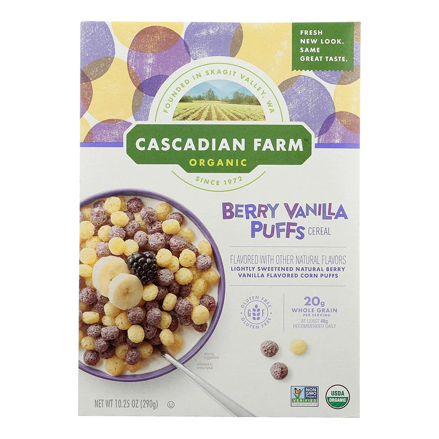 Cascadian Farm Organic Puffs™ Cereal Berry Vanilla -- 10.25 oz Pack of 4