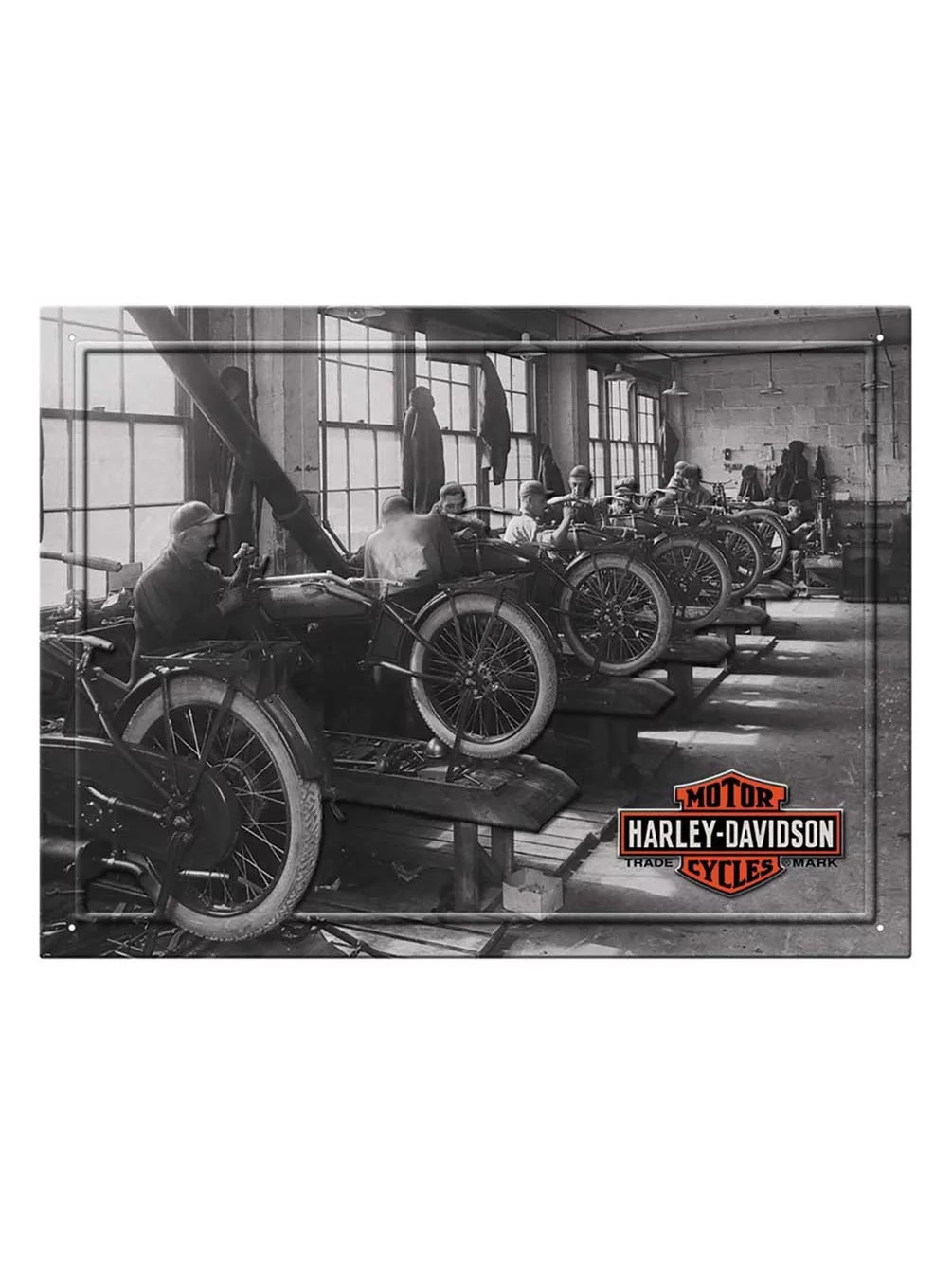 Harley-Davidson Rectangle Tin Sign, Factory Photo Reproduced, 15.75 x 12 inches, Harley Davidson