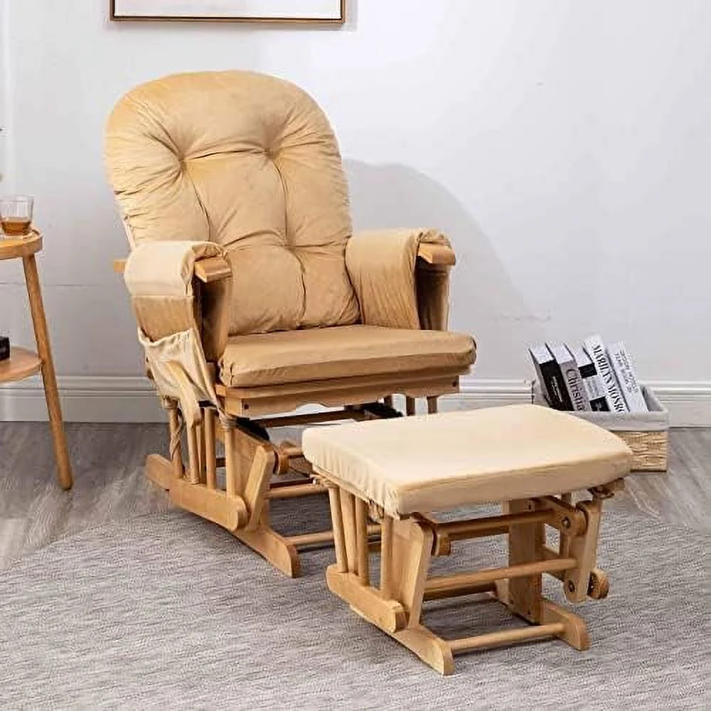 MQLIFEBOOM Glider Rocker Replacement Cushions with  Velvet Washable Non Slip for Glider Rocking Chair  5PCS  Pink