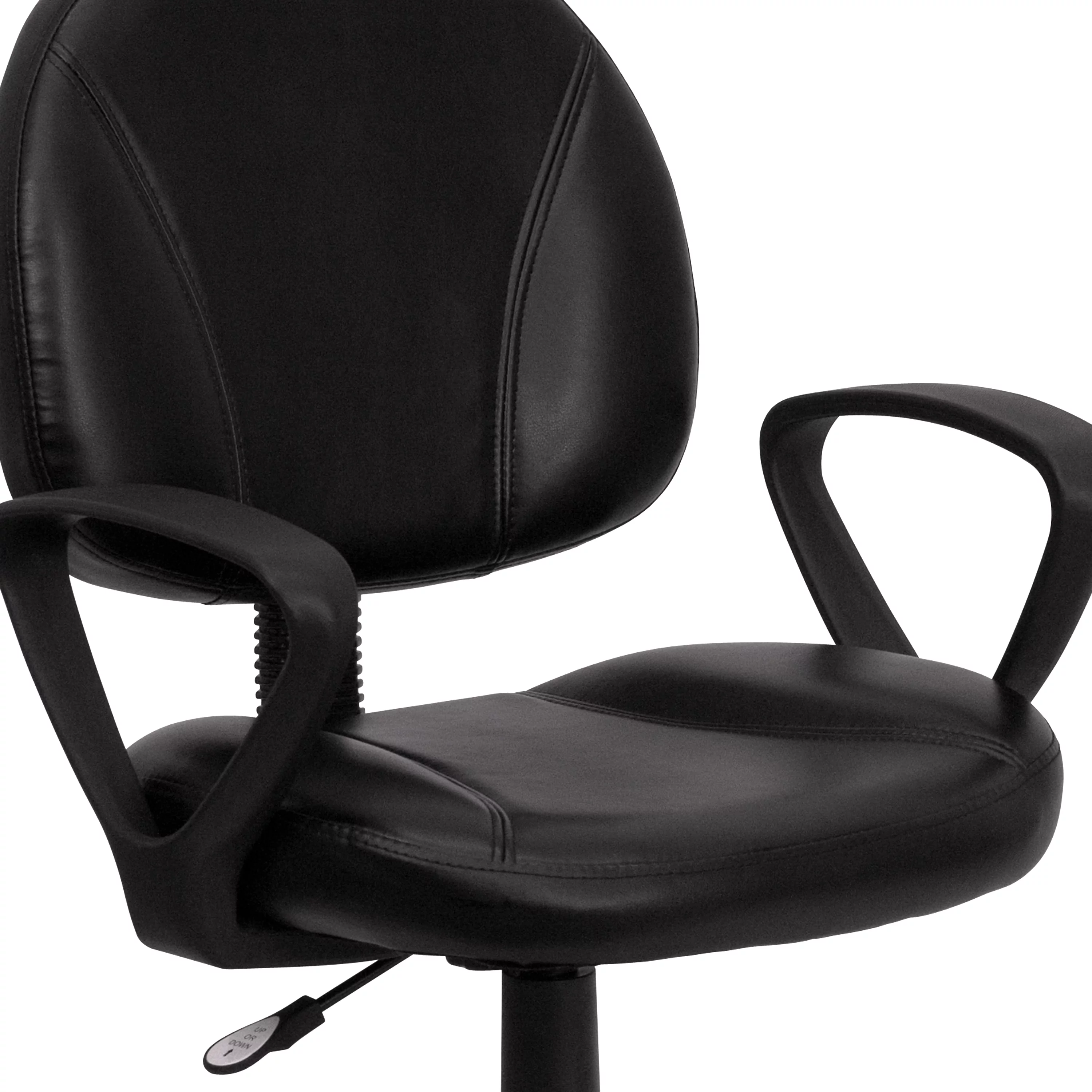 Emma + Oliver Mid-Back Black LeatherSoft Swivel Ergonomic Office Chair - Back Adjustment