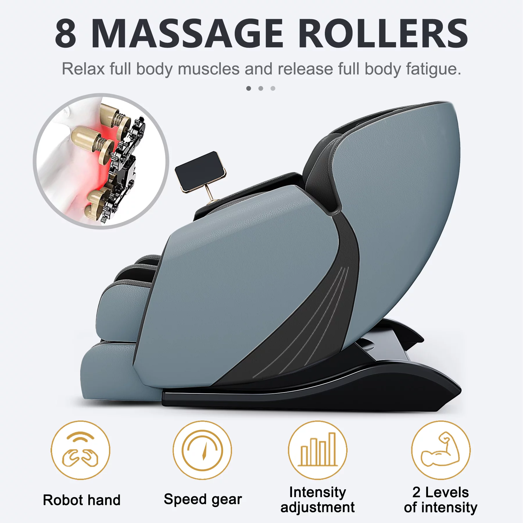 Massage Chair Recliner with Zero Gravity Heating and Bluetooth Functions Foot Roller, Airbags, Neck Shoulder Back Calf and Foot Massager, Easy to Use at Office and Home