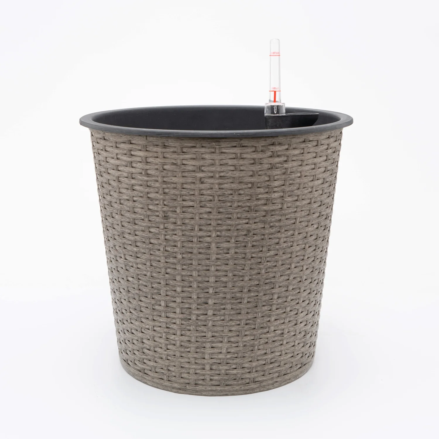ZJbiubiuHome 13.4” Self-watering Wicker Decor Planter for Indoor and Outdoor - Round - Natural