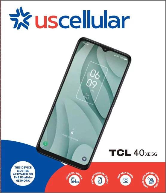 UScellular TCL 40 XE 5G, Black - Prepaid Smartphone