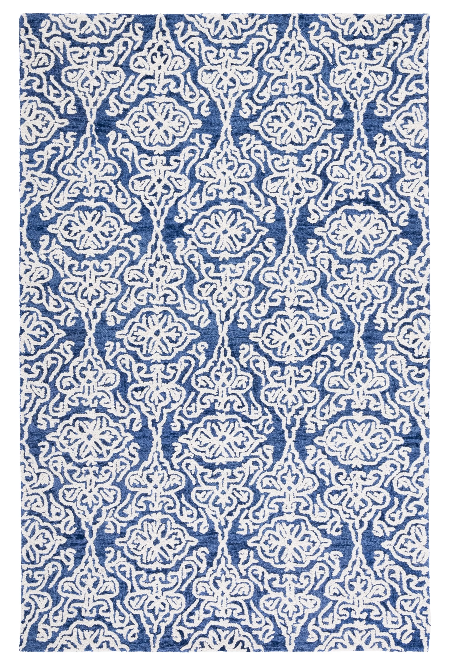 SAFAVIEH Blossom Asher Damask Area Rug, Navy/Ivory, 9' x 12'
