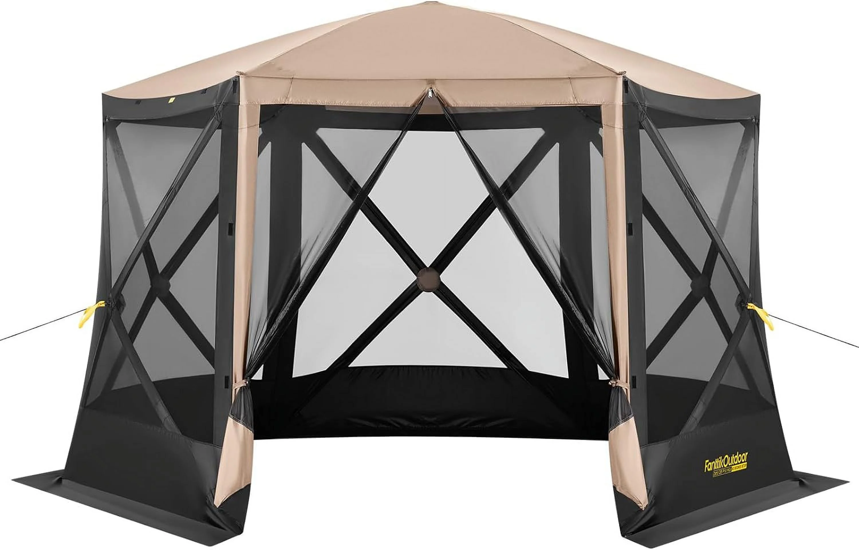 FanttikOutdoor Camping Canopy Gazebo Tent, 4/8 Person Pop-up Screen Tent for Camping 4/6 Sided Instant Shelter Tent with Wind Panel & Carrying Bag Easy Set up in 60 Seconds