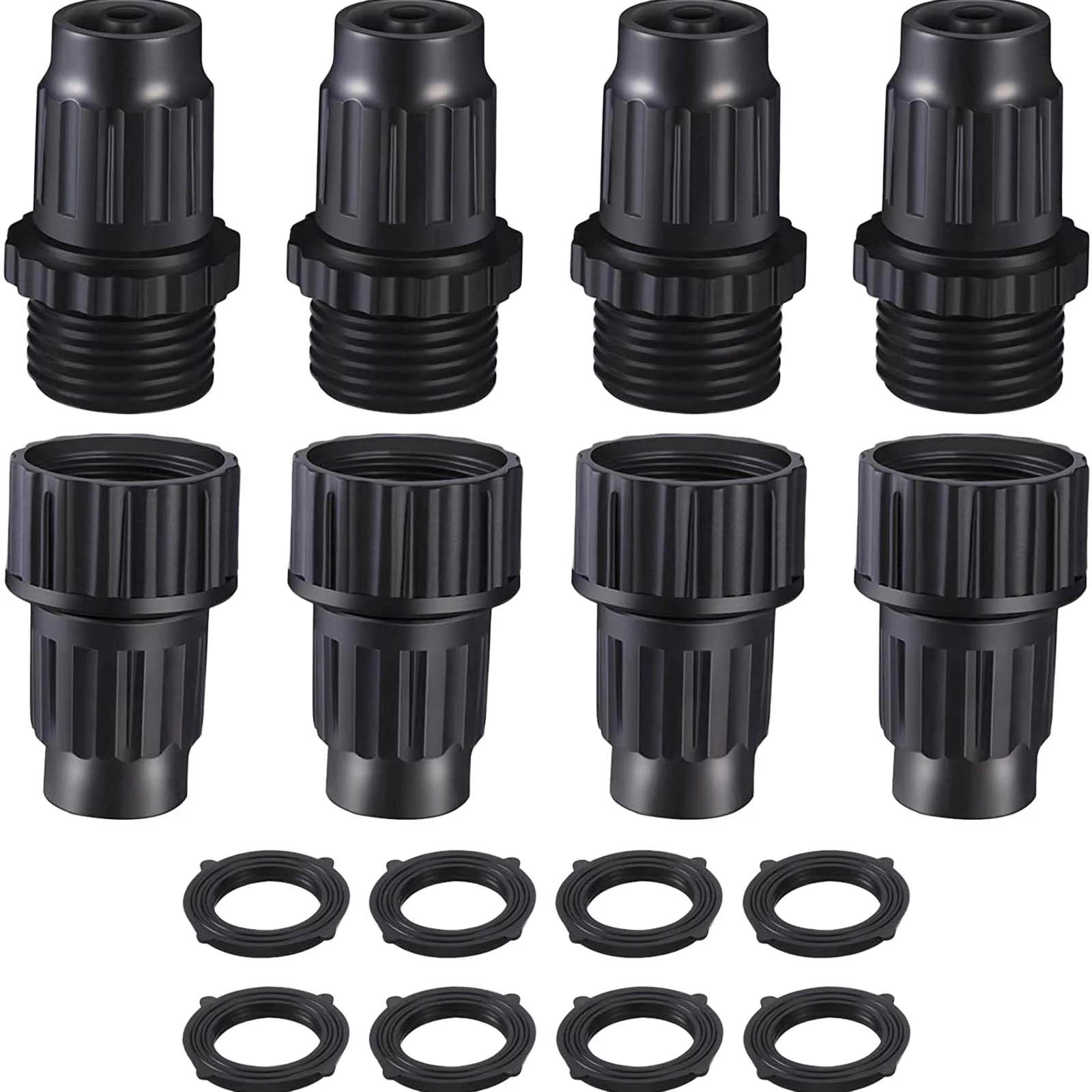 Kitchen Sink Hose Expandable Garden Hose Kit Plastic Garden Hose Connector Male And Female Hose End Fittings 4 Pcs Black