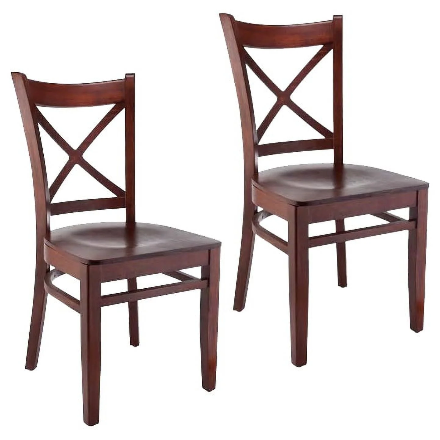Cross Back Side Chair in Cherry with Wood Seat (Set of 2)