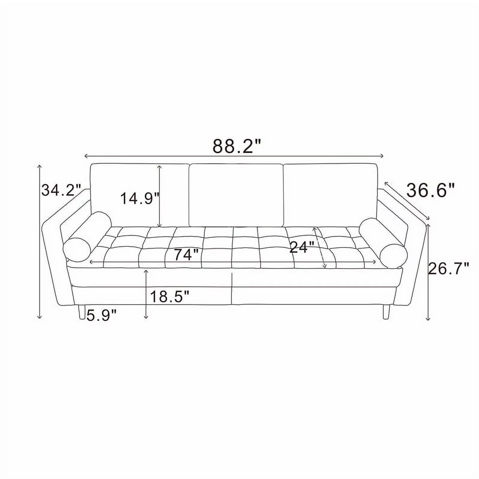 Tahir Mid-Century Pillow Back Velvet Sofa Set in Beige