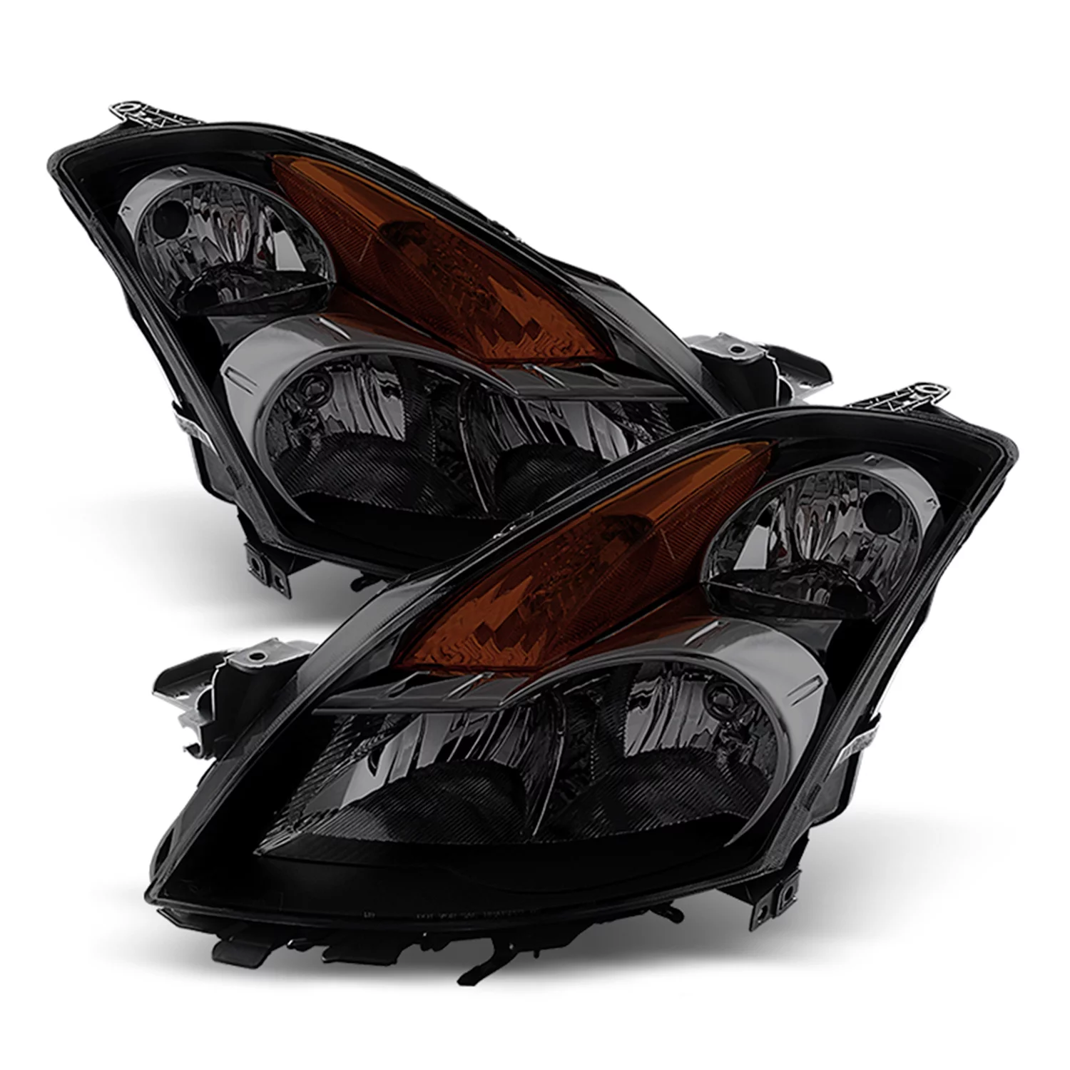 AKKON - Fits 2007-2009 Altima 4Door Sedan Model Halogen Black Smoked Headlights + Black Tail Brake Lamp Combo Pair Left+Right