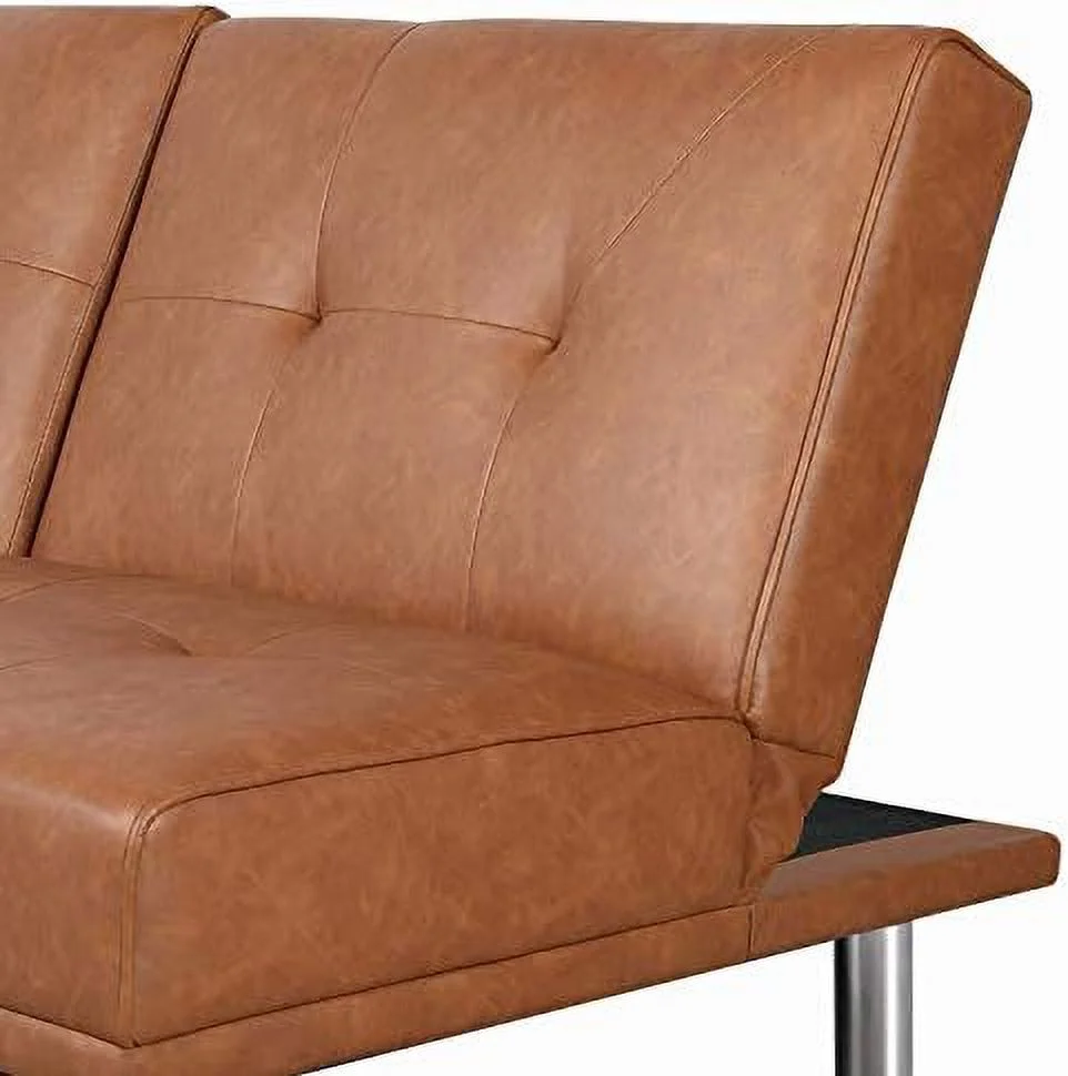 SJOPLMN Convertible Sofa Bed Adjustable Couch Sleeper Modern Faux Leather Home Recliner Reversible Loveseat Folding Daybed Guest Bed  Removable Armrests  Cup Holders  3 Angles  772lb Capa