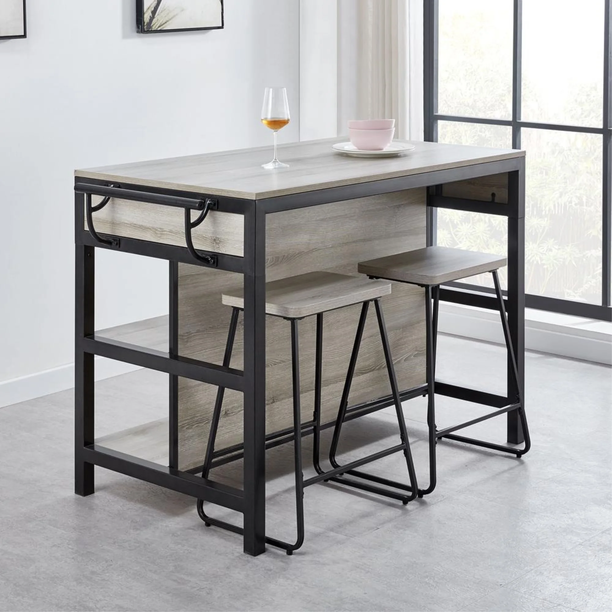 Steve Silver Carson Weathered Driftwood 3-Piece Dining Set