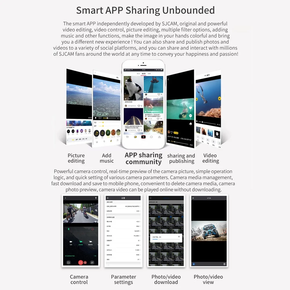 C100   Camera 1080P/30fps Digital Video Camera 30M Waterproof Magnetic Body Built-in Battery WiFi Connection APP Sharing with Waterproof Case Back Clip Lanyard