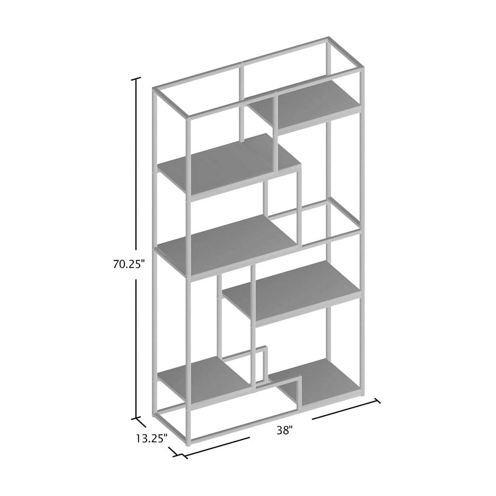 Bowery Hill Modern Metal 6-Shelf Bookcase in Champagne