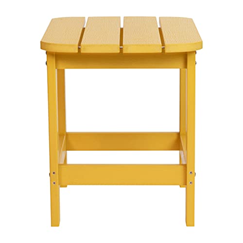 BizChair All-Weather Poly Resin Wood Adirondack Side Table in Yellow