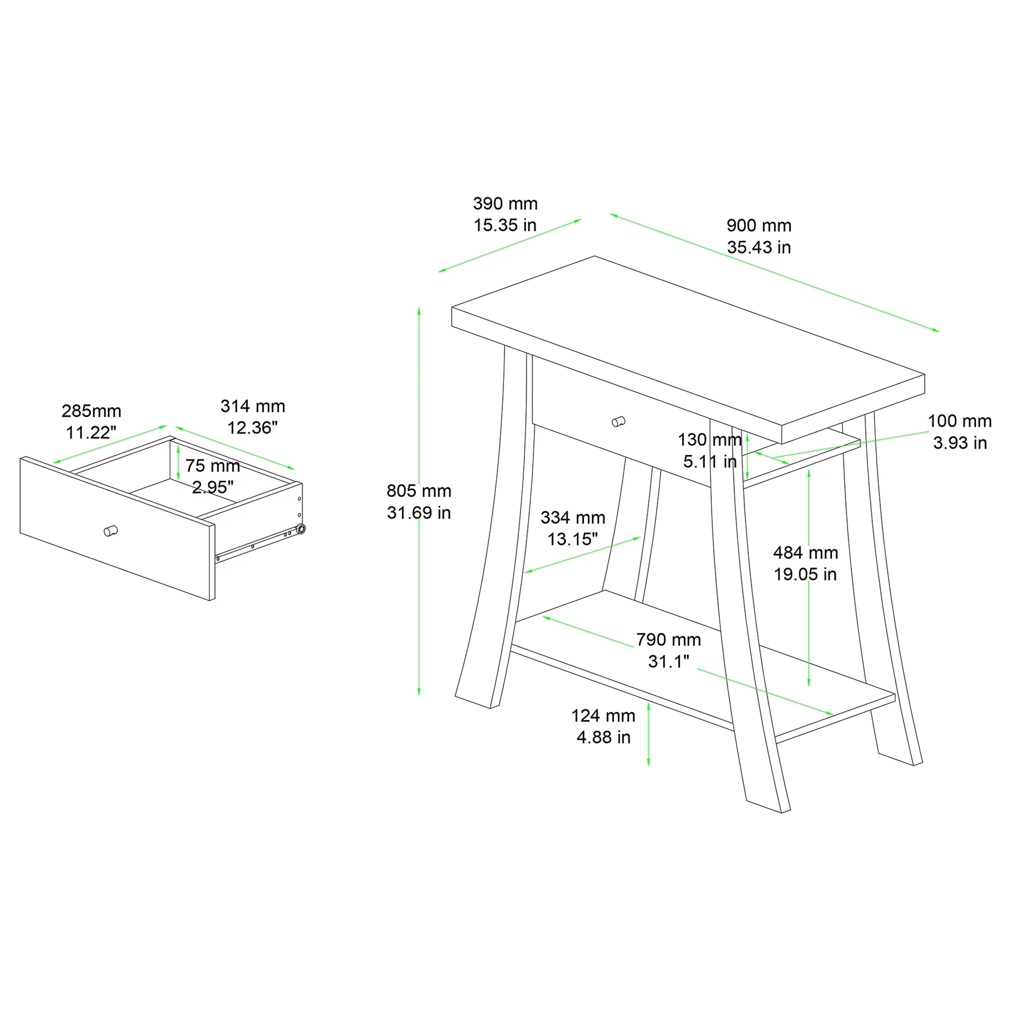 Baxton Studio Herman Modern Wood 1 Drawer Console Table, Dark Brown