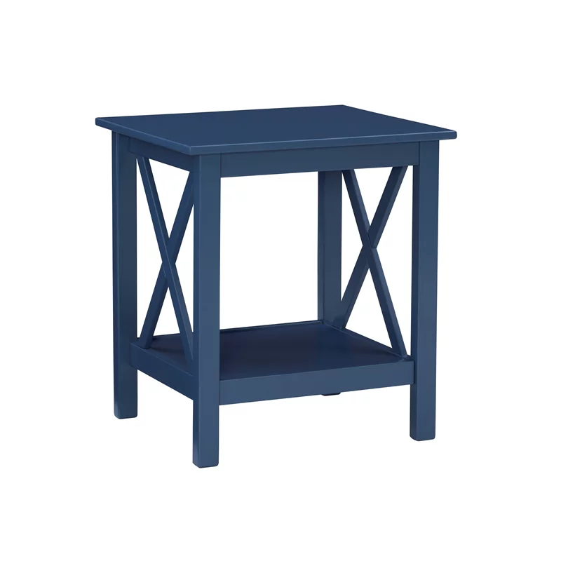 Linon Dalton Wood End Table in Navy Blue