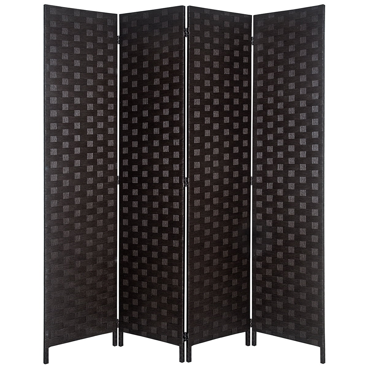 Room Divider 6 ft Wall Divider Wood Screen 4-Panels Wood Mesh Hand-Woven Design Room Screen Divider Indoor Folding Portable Partition Screen,Divider for Room Separation,Black