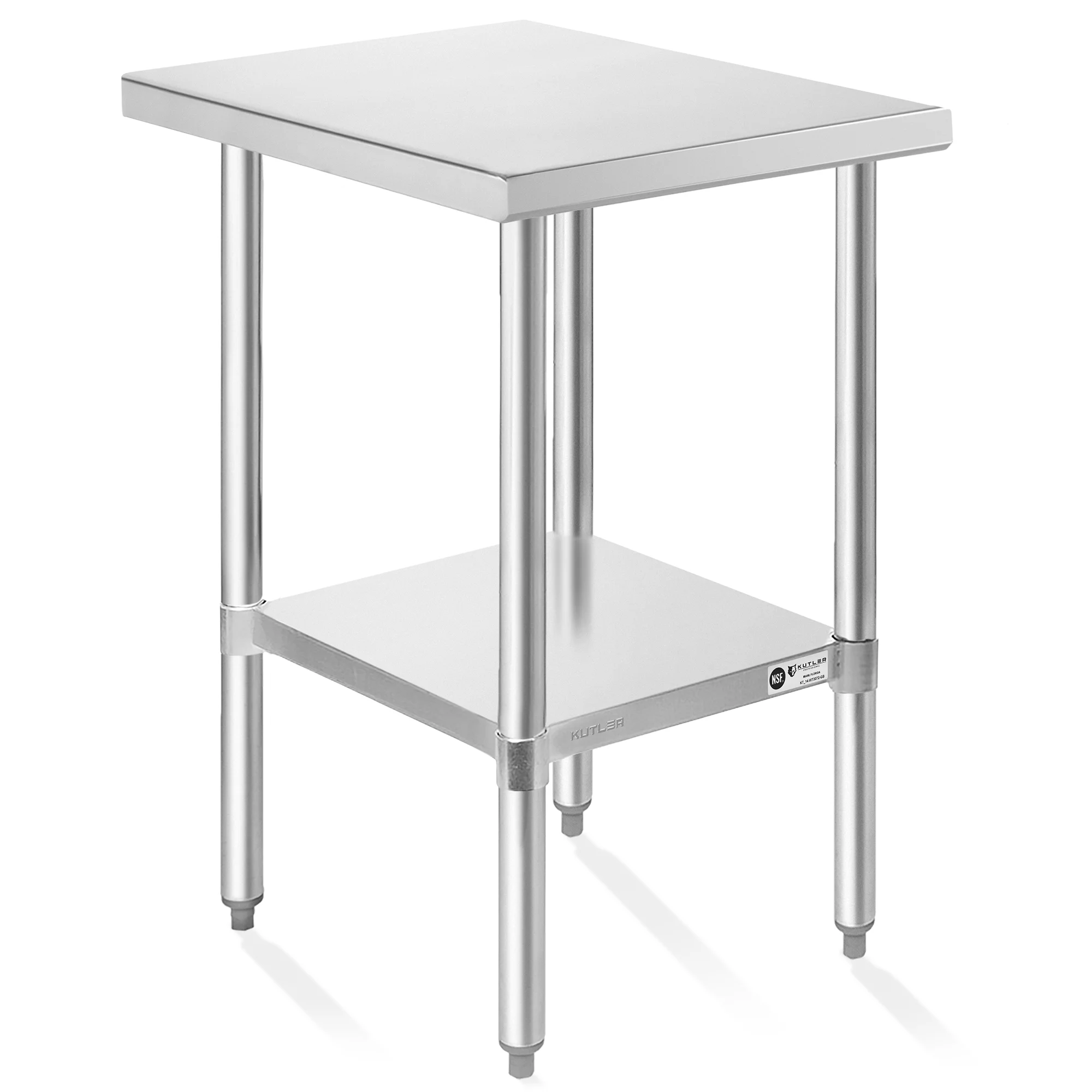 KUTLER Stainless Steel Table for Prep and Work 30 x 18 Inches, NSF Heavy Duty Commercial Kitchen Table for Restaurant