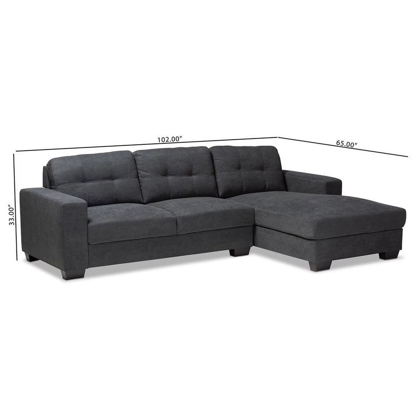 Bowery Hill Dark Grey Sectional Sofa with Right Facing Chaise