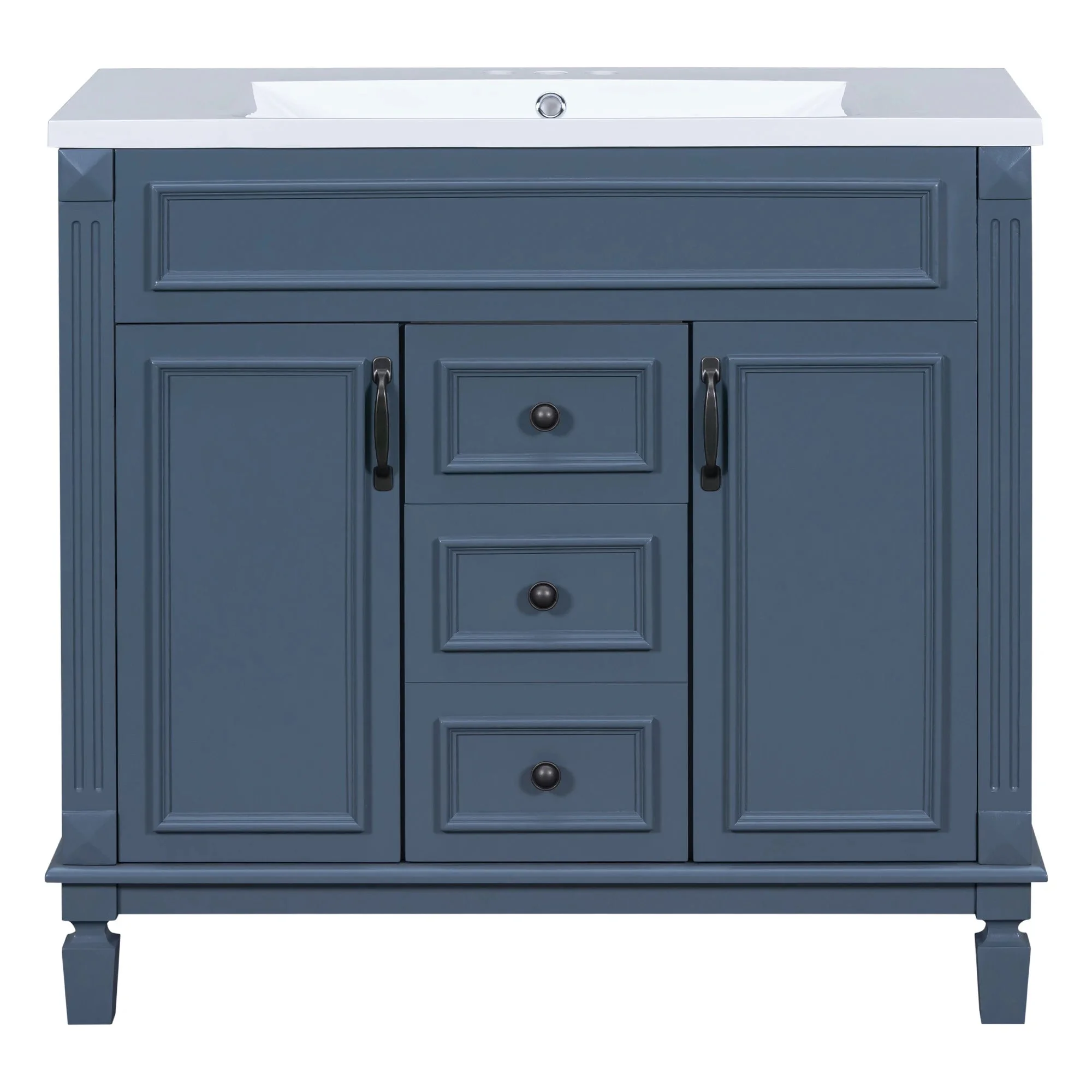 36'' Bathroom Vanity with Top Sink, Modern Bathroom Storage Cabinet with 2 Soft Closing Doors and 2 Drawers, Single Sink Bathroo